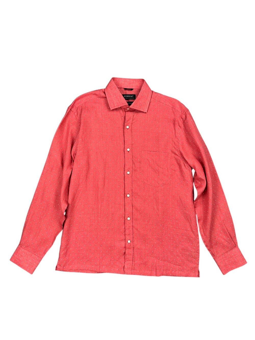 Zodiac Praiano Pure Linen Classic Fit Long Sleeve Shirt Red — 40/15.75 (Medium)